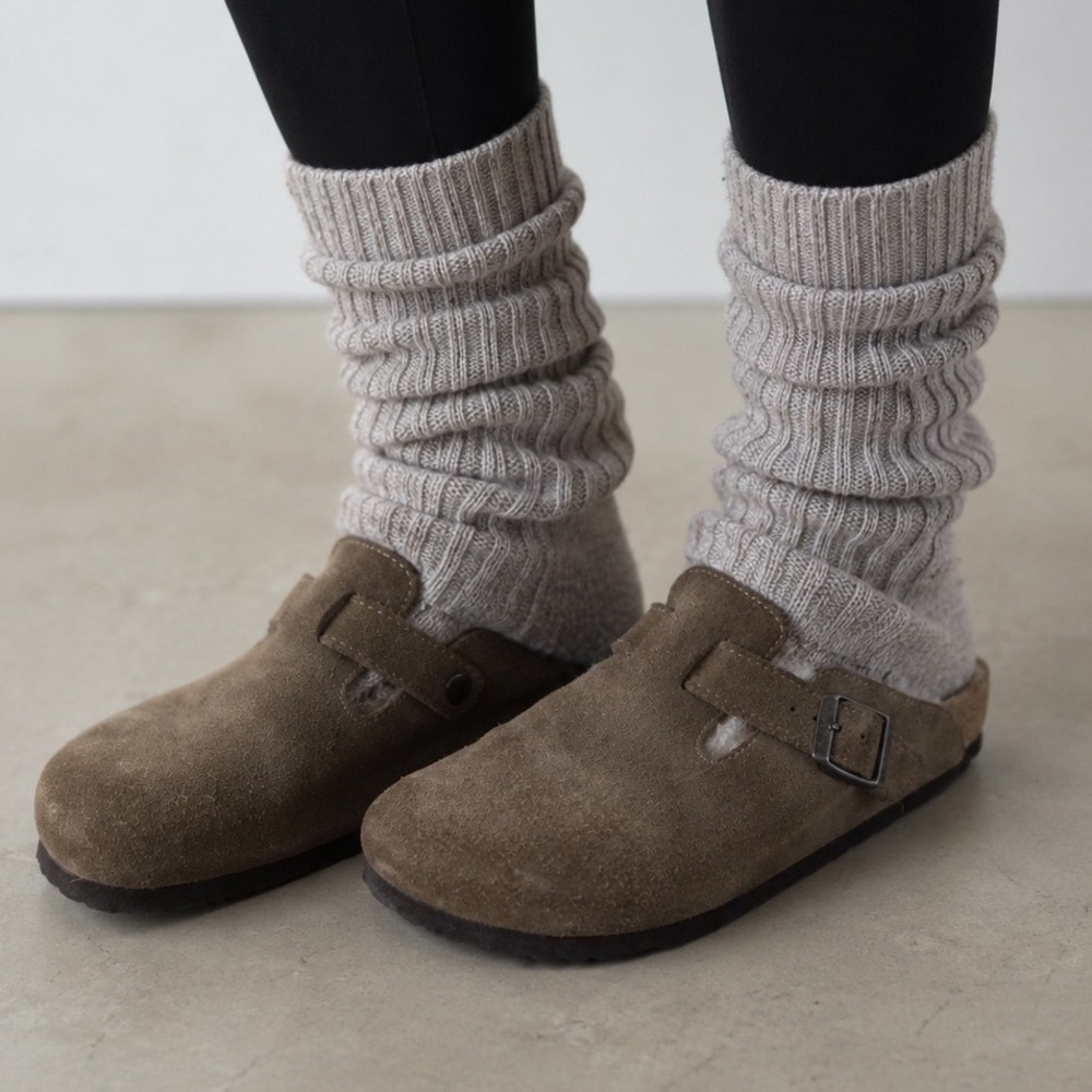 Birkenstock Boston Shearling Suede Clogs Mocha Brown Womens 38 L7 M5